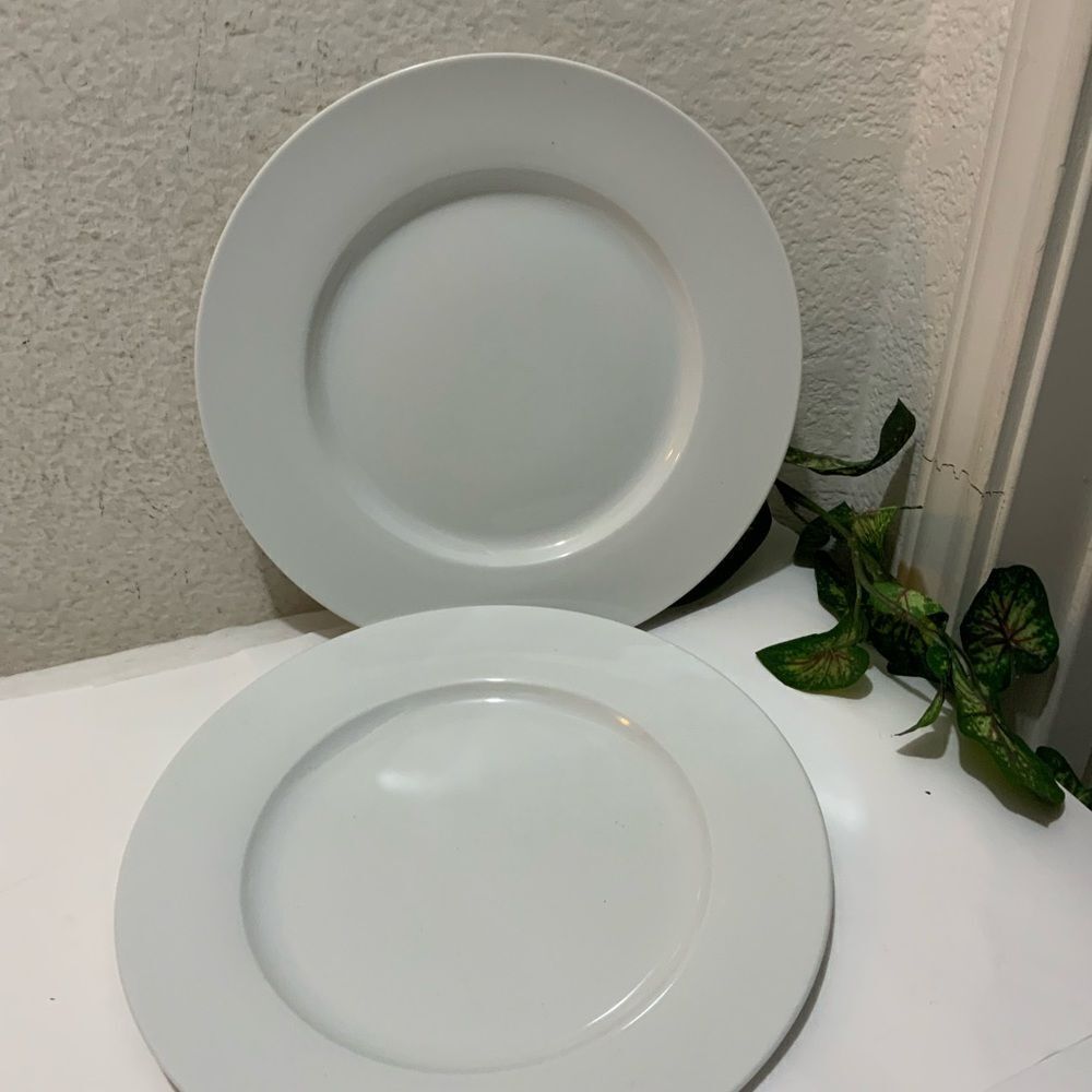 Everyday White Dinner Plate 11" Porcelain EUC set of 2 G5